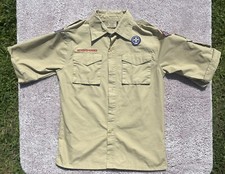 Short Sleeve Boy Scout Uniform Shirt Youth Large Patched Button Down