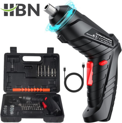 #ad HBN 45Pcs Cordless Screwdriver Set Electric Screwdriver USB Rechargeable Power $19.94