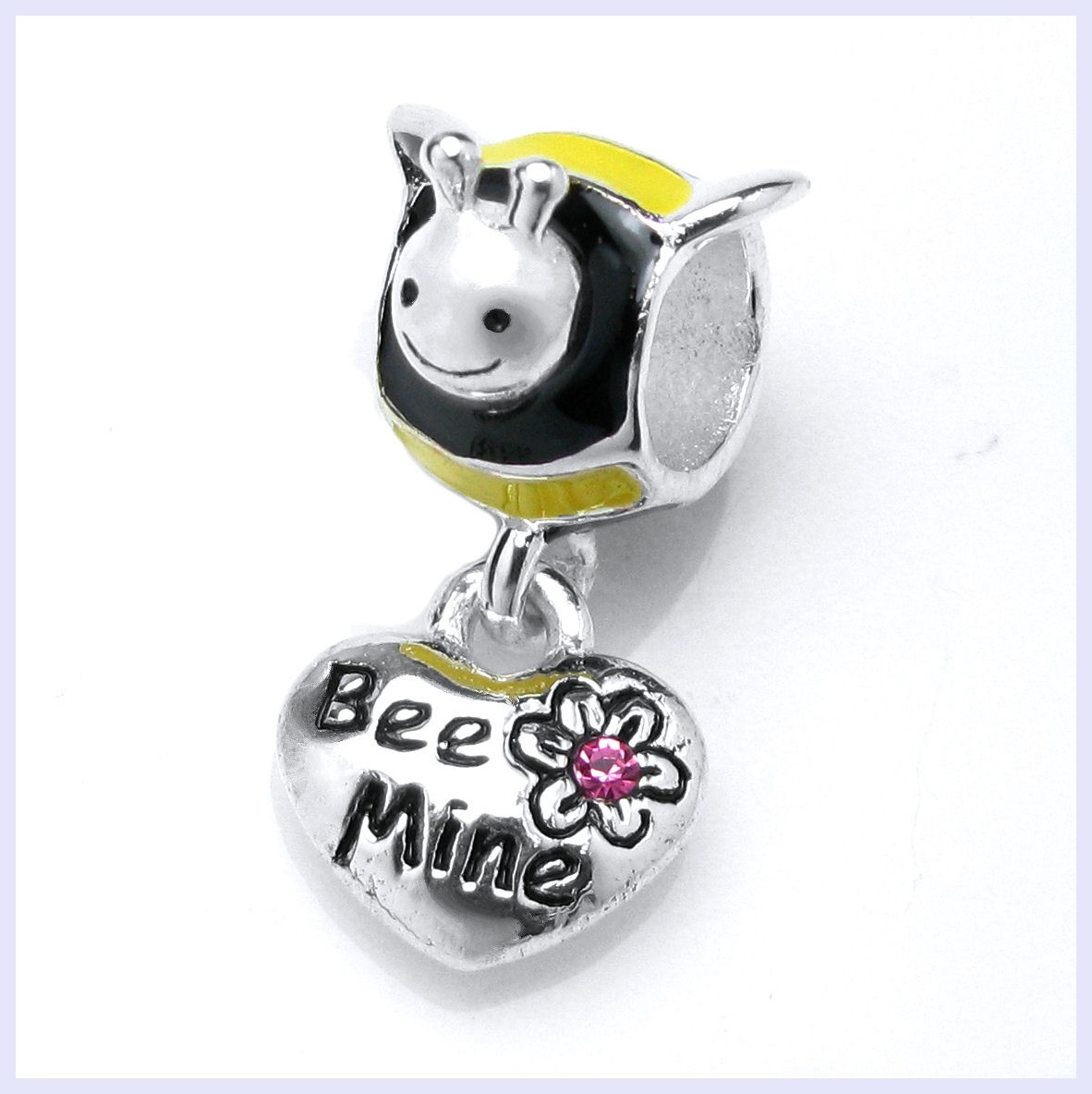 Sterling Silver Honey Bee Mine Pink Love Dangle Bead for European Charm  Bracelet