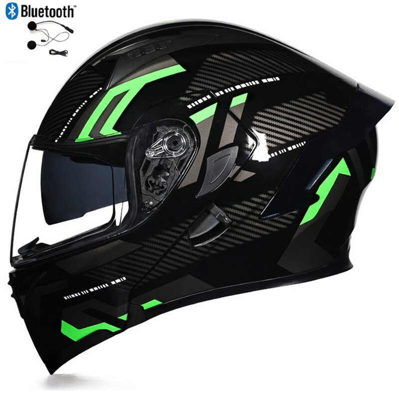 Bluetooth Motorcycle Helmet Modular Full Face Dual Visor Flip Up Helmet DOT