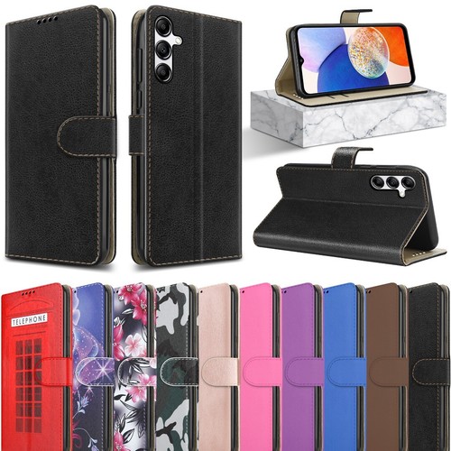 For Samsung Galaxy A14 Case, Leather Wallet Flip Shockproof Stand Phone Cover - Afbeelding 1 van 66