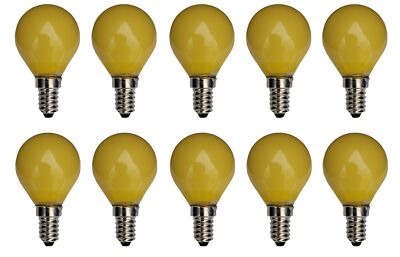 Glühlampe Glühbirne Kugel 10er Set E14 25W 25 Watt Farbe Gelb matt