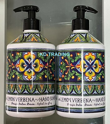 2-Pk) Perugia Italian Deruta LEMON VERBENA Cleanse HAND SOAP Wash