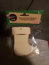 Crafter's Square - 4"  Color Your Own Ornament - STOCKING Wood Shapes -5 Pieces