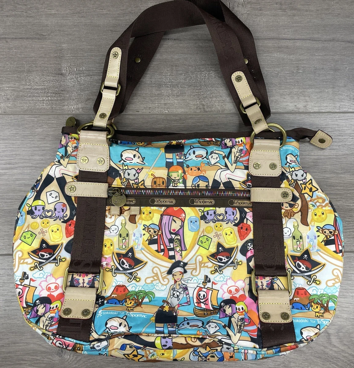 tokidoki X LeSportsac Pirata Gioco Pirate Duffle Shoulder Hand Bag EUC