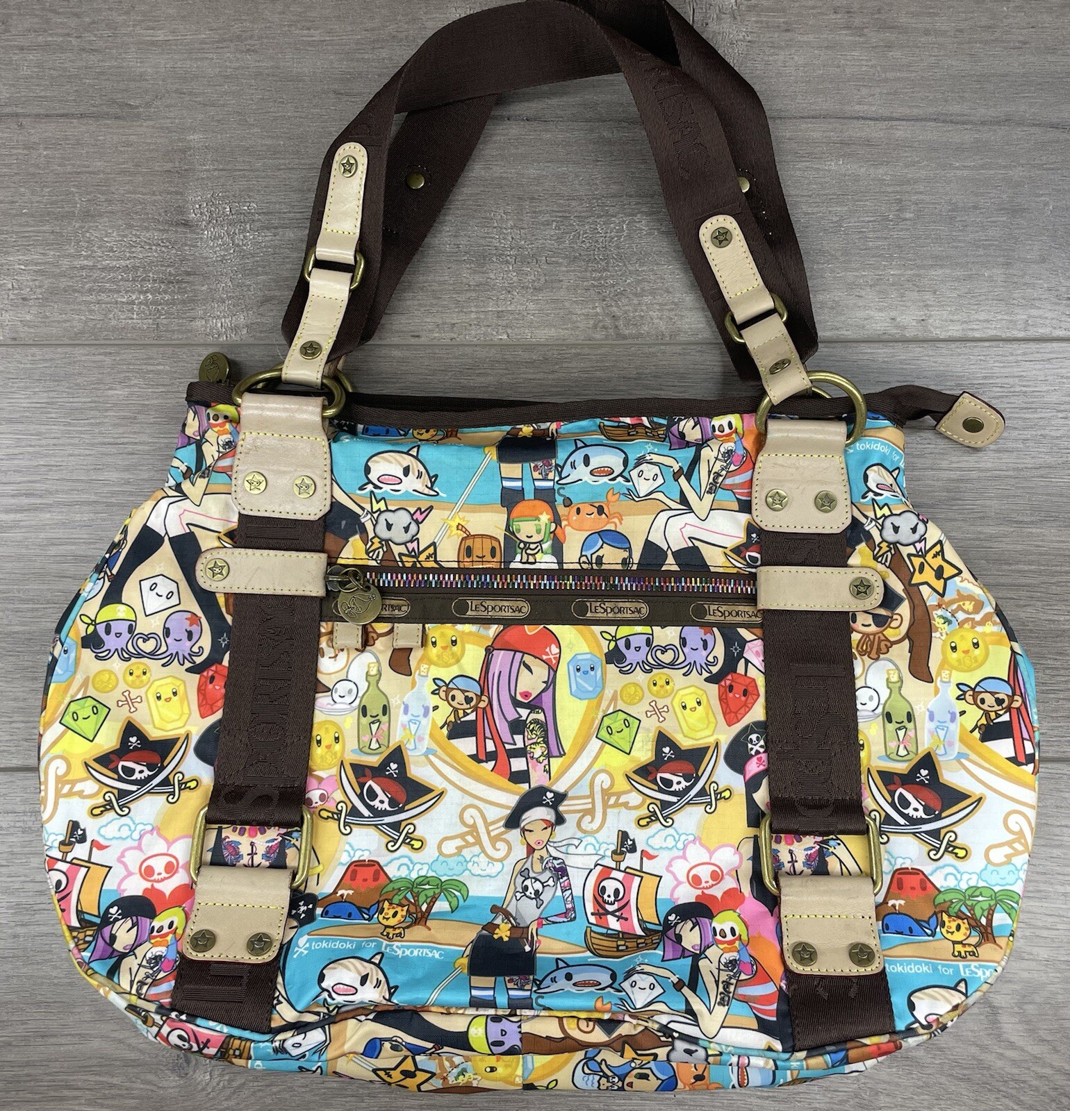 tokidoki X LeSportsac Pirata Gioco Pirate Duffle Shoulder Hand Bag-EUC!