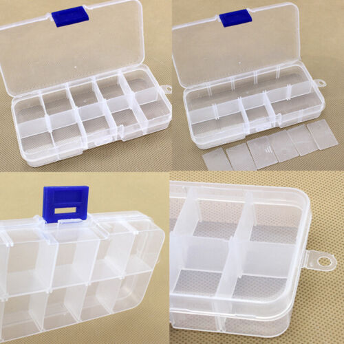 Clear Plastic Storage Box Jewelry Beads Organizer Detachable Adjustable Case US - Picture 1 of 18
