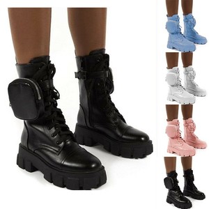 38~42 Botas Negras Combate Cordones Azul Claro Media Caña Militar Moto Rosa  | eBay
