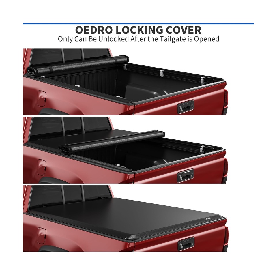 oEdRo Soft Roll Up Truck Bed Tonneau Cover Compatible with 20162023