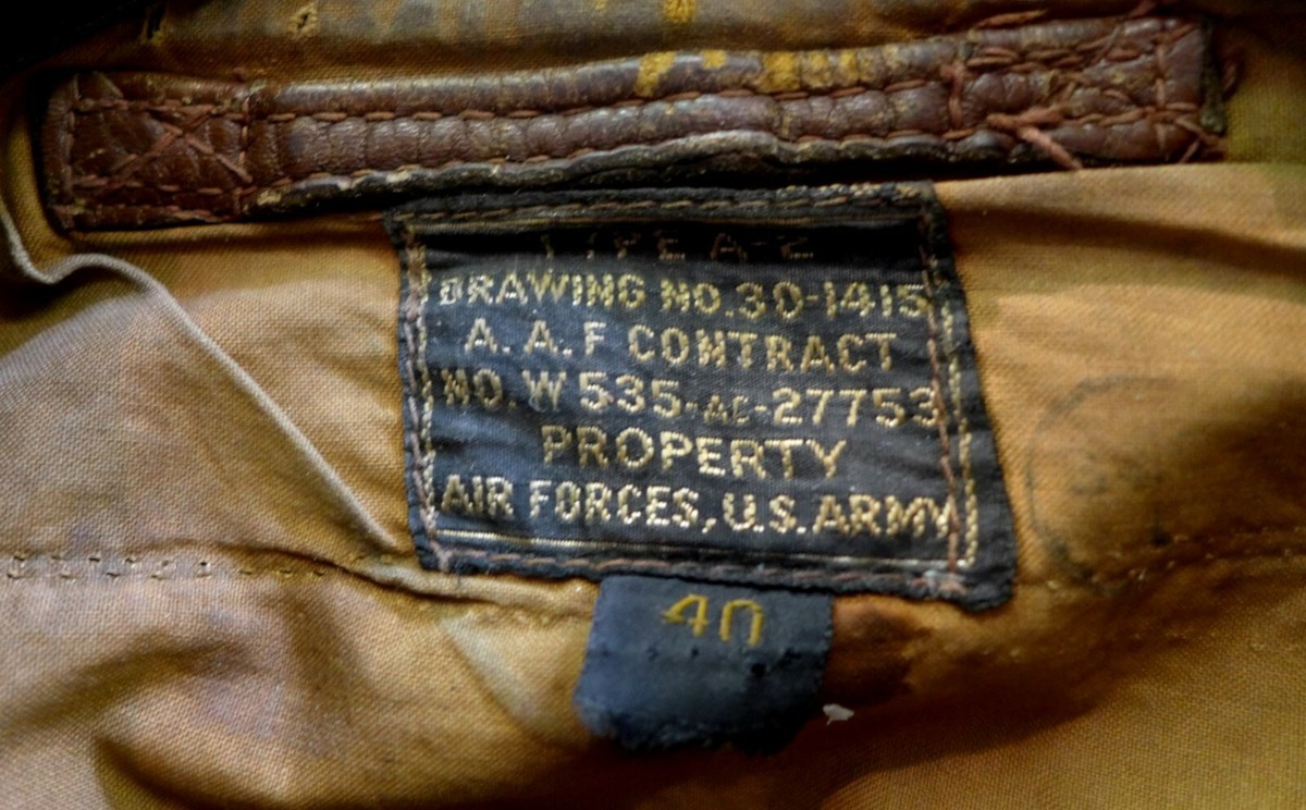WWII Original US Army Air Corps Named A-2 Flight Leather WWII Original US Army Air Corps Named A-2 Flight Leather