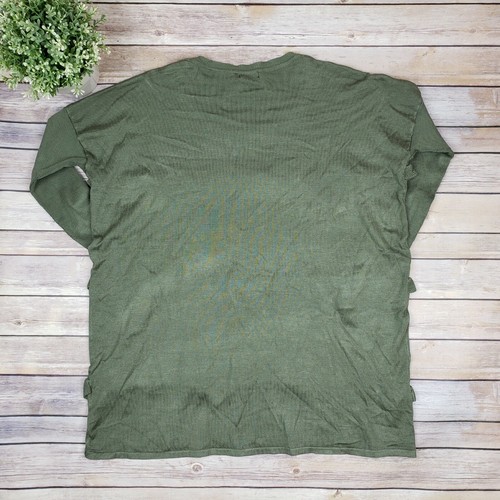 Solutions Womens L Olive Green Triple Ruffle Sweater Tunic MSRP $68 - Picture 11 of 11