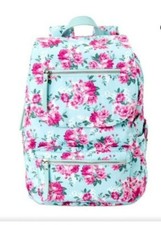 New Nwt Women's Girl's Nylon Floral Flowers Zipper Cargo Laptop Sleeve Backpack