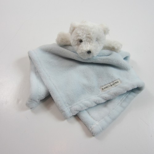 blankets and beyond lovey security blanket white bear blue plush - Picture 7 of 12