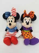 Lot Of 2 Minnie Mouse Plush U.S.A. American Flag Halloween Pre-owned Disney