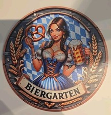 Biergarten Holzschild Cafe Kneipe Bar Garage Wand Deko 19.5x19.5cm zum Aufhängen