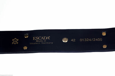 SIGNED ESCADA BRIGHT GREEN LEATHER W PANTHER GOLD TONE  display picture 1