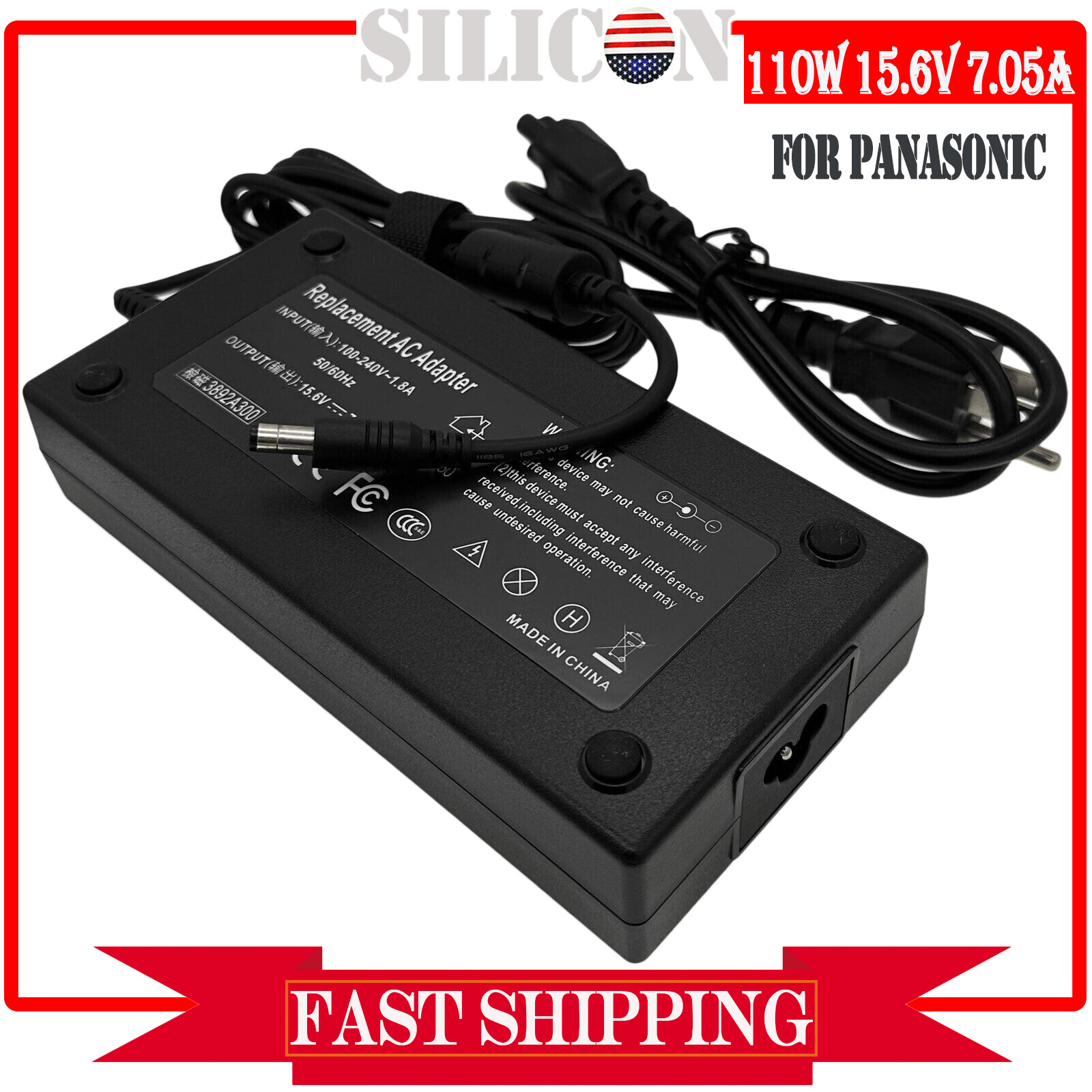 Alimentatore Panasonic Toughbook 15.6V 110W - Compatibile Con CF-31, CF-52, CF-53 E Altri Modelli, Pin 5.5x2.5 Mm