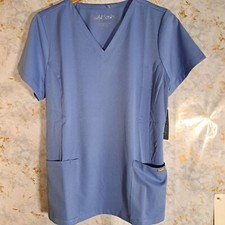 Soulful Scrubs Top Light Blue V-Neck Size Large