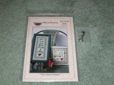 NEW RARE "KEY TO MY HEART" CROSS STITCH CHART PACK & KEY CHARM Annalee Waite 