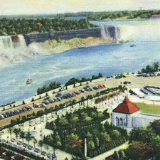 Niagara Falls Postcard Linen 1940s Oakes Garden Theatre Canada USA