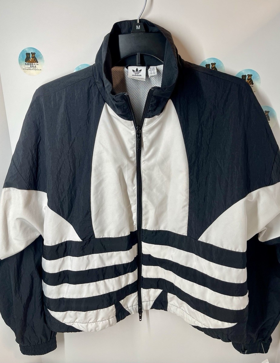 【美品】アディダス オリジナルス ビッグトレフォイル ナイロンジャケット M 黒 白 / Adidas Originals Big Trefoil Track Jacket Black White Size M Oversized Adidas Originals Big Trefoil Track Jacket Black/white Size M | eBay