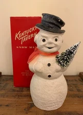 VINTAGE Paper Mache KENTUCKY TAVERN Christmas ADVERTISING SNOWMAN w/ Orig Box