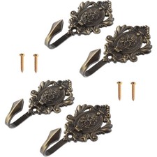 4Pcs Curtain Tiebacks Hook Vintage Bronze Rose Pattern Carved Wall Hooks Key ...