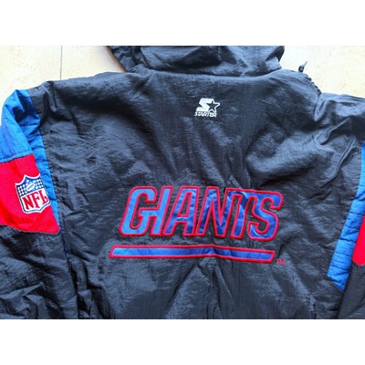 New York Giants 90s STARTER puffer Pullover jacket XL black blue