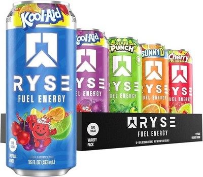RYSE Fuel Energy Drink - Variety Pack - Sugar Free, (pack of 12)
