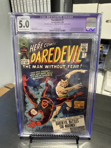 🗝️ Daredevil #7 CGC 5.0/ Restored Grade, 4/65,  1st app Daredevil's red costume
