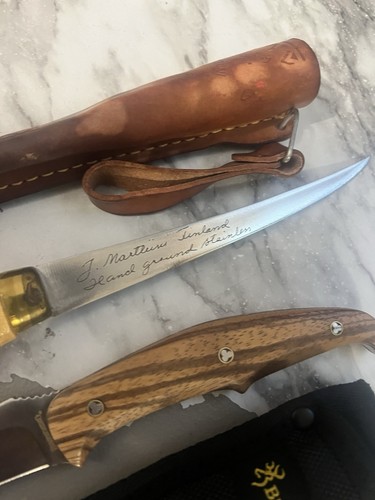 HUNTING KNIVES LOT OF 4 WITH 3 LEATHER SHEATHS - Picture 4 of 10