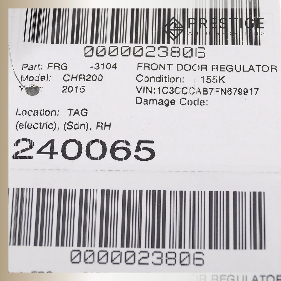 2015-2017 CHRYSLER 200 Regulador de Janela de Porta com Motor Frente Direita 68249042AA Fabricante de Equipamento Original - Imagem 4 de 4