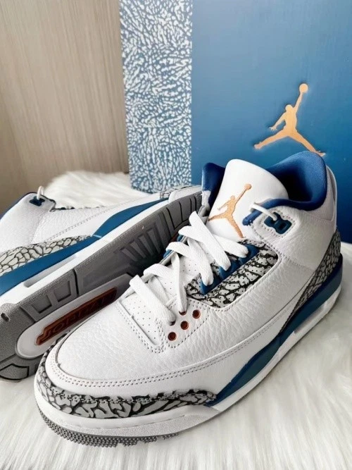 Jordan 3 " White and True Blue " Mid Top Retro Shoes For Man - Image 2 of 4