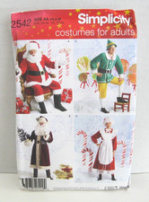 Simplicity 2542 Santa, Mrs. Claus  Elf Costume Pattern Men, Misses XS-M 30-40 