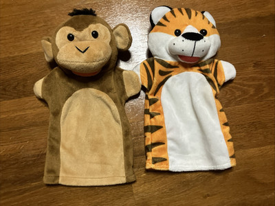 Melissa und Doug Zoo Tier Tiger/Affe weiche Handpuppen x 2