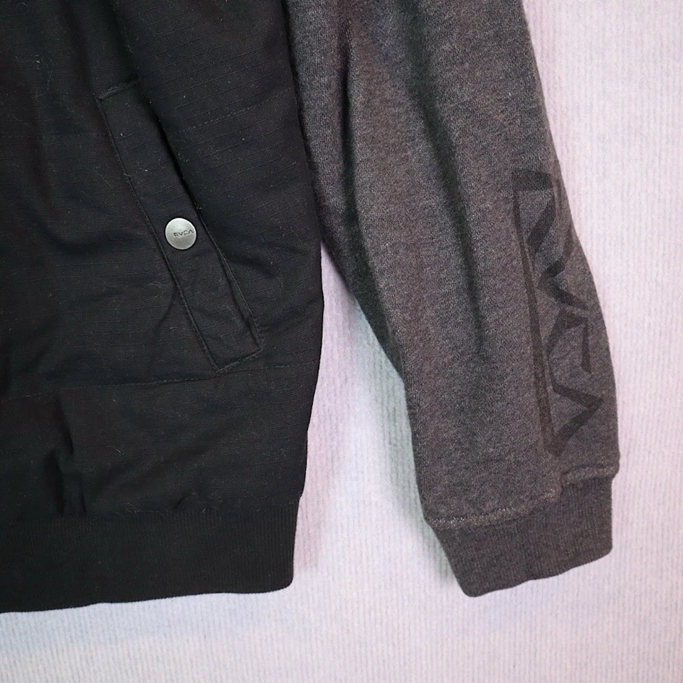 RVCA Mens Sz XXL Puffer Jacket Vest Zip-Up Black Grey Sleeves Pockets Streetwear - Image 4 of 4