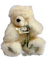 15" White Large Jointed Alpaca Fur Teddy Quite a Bear Made from Recycled Coats
