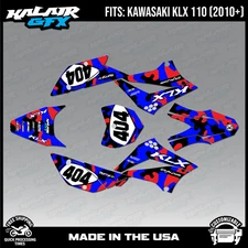 Graphics Kit for Kawasaki KLX110 KLX110R/RL (2010-2024) Invasion - Red Blue