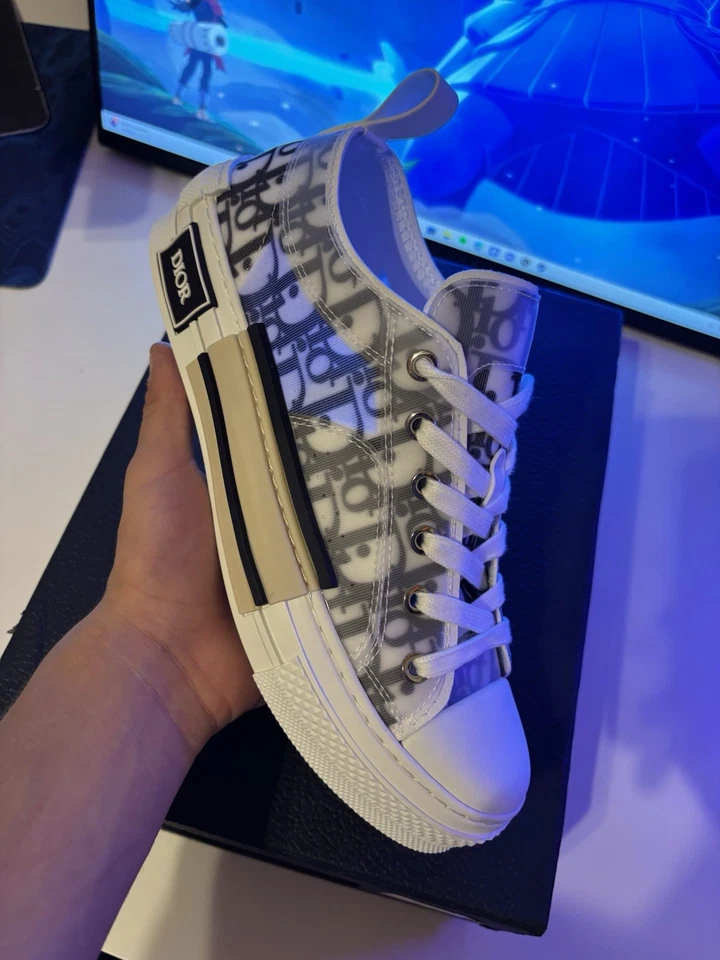 Dior B23 League Low Top Sneaker White/Black, Oblique Canvas, Size 7 - Image 2 of 4