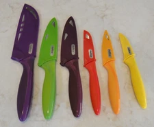 ZYLISS Knife Set Lot 6 - Utility Paring Serrated Stainless Inox Knives w/ Covers