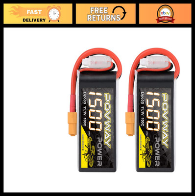 High-Performance 11.1V 100C 3S 1500mAh RC Lipo Battery XT60 Plug - 2 Pack for Dr