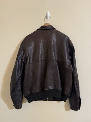 ジャケット・アウター RRL Vegetable Tanned Calfskin Jacket S RRL Double RL Ralph Lauren Vegetable Leather Flight Jacket Brown