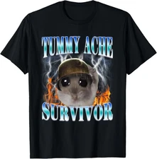 Tummy Ache Survivor Hamster Meme Funny Saying Hamster Gen Z T-Shirt Gift for Dad