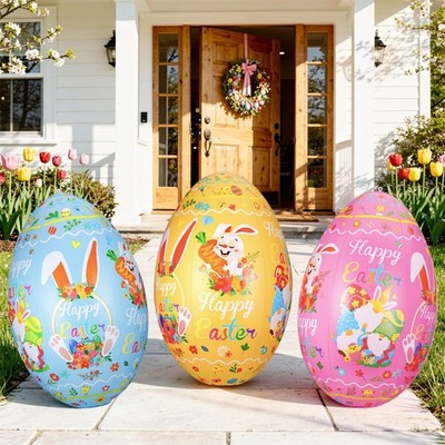 3 Pack Large 24 Inch Inflatable Easter Eggs - Giant Pink, Yellow, Blue 