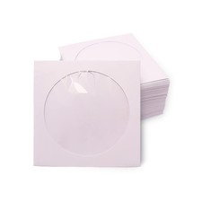 100pcs CD DVD Sleeves, White Paper Sleeves Envelope Holder with