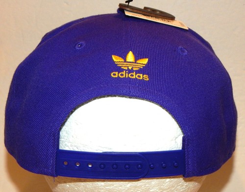Adidas Originals Flatbill Trefoil Chain Snapback Hat / Cap Purple / Gold IR1014 - Picture 3 of 4