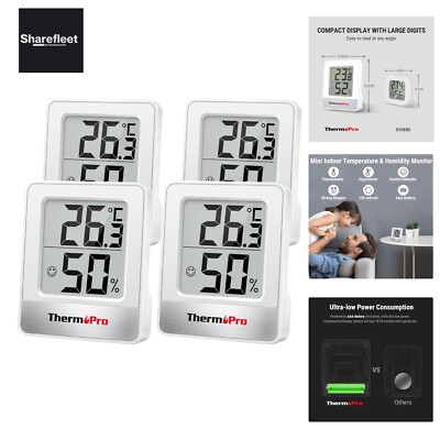 ThermoPro TP49W-4 digitales Mini Thermo-Hygrometer Thermometer Raumthermomete...