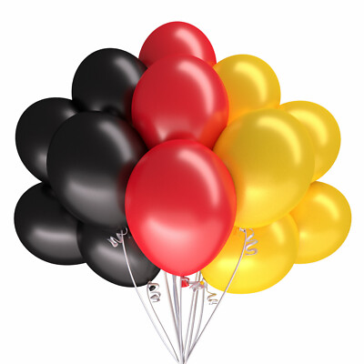 Premium Luftballons schwarz rot gelb Deutschland Deko Party Feier Fussball EM