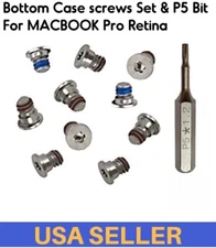Lower Bottom Case Screws Set for Macbook Pro Retina A1398 A1425 A1502 W/ P5 Bit