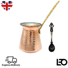 Coffee Pot Turkish Copper Hammered Top Quality Cezve Ibrik Arabic & Free Spoon